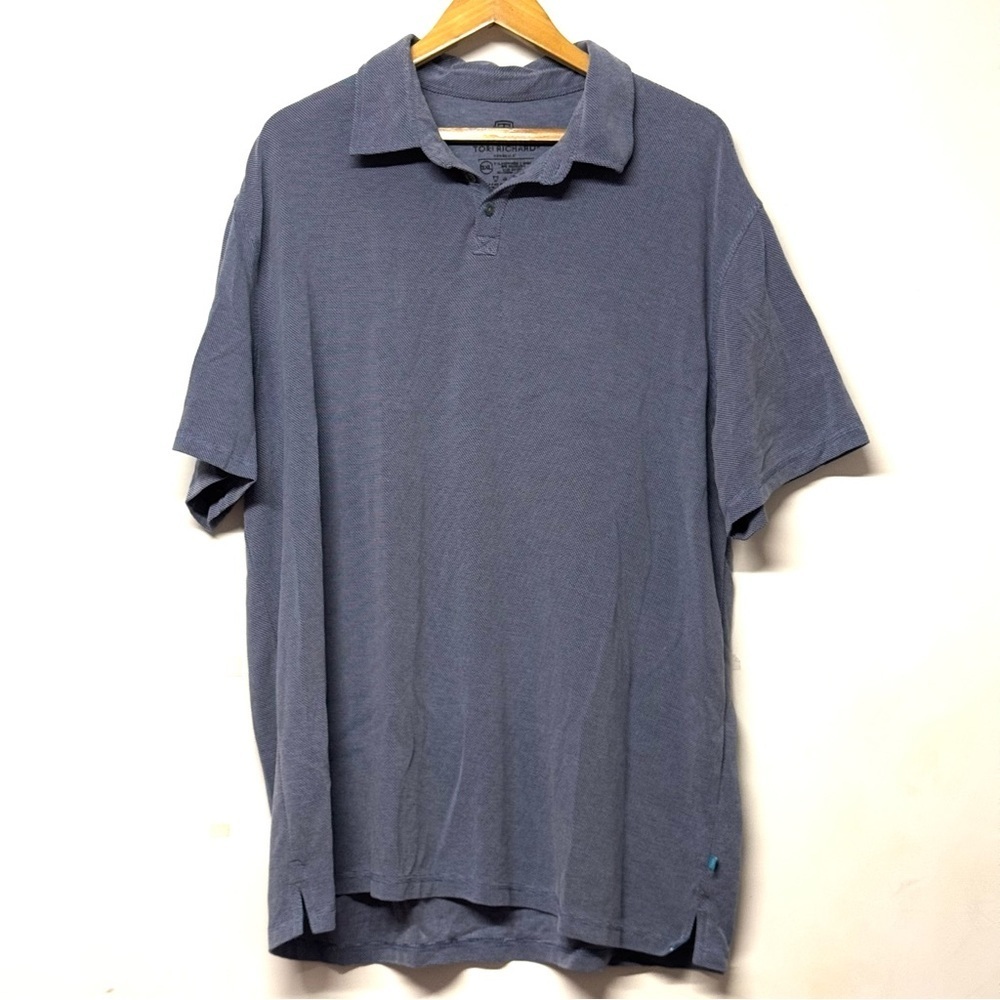 Tori Richard Men's Blue Polo Shirt Collared Short Sleeve 2XL